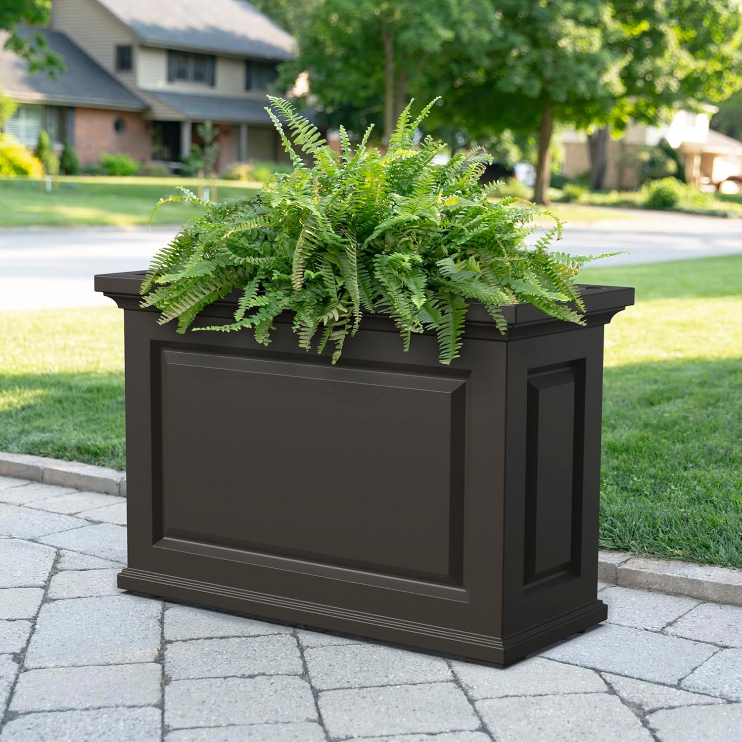 Mayne Inc. Nantucket Trough Planter - Black - 36in L x 16in W x24in H - with 17.3 Gallon Built-in Water Reservoir (4847-B)