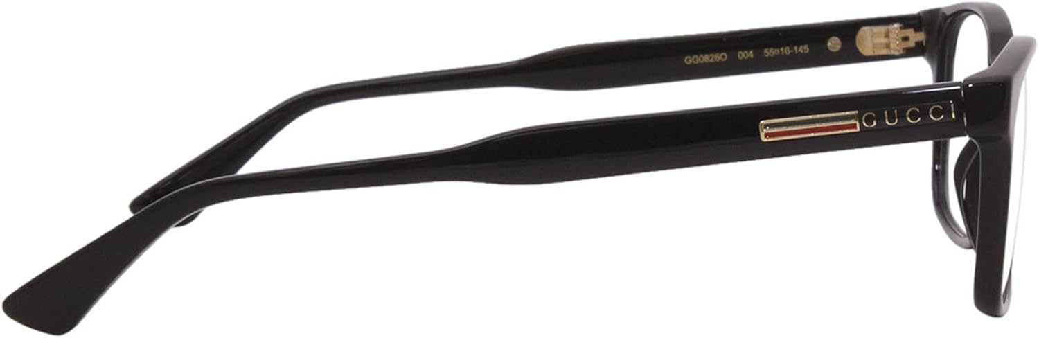 Gucci GG 0826O 004 Black Plastic Rectangle Eyeglasses 55mm