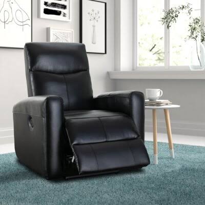 31.89x22 Wide Genuine Leather Power Home Theater Recliner with Massager Latitude Run Leather Type: Black Genuine Leather