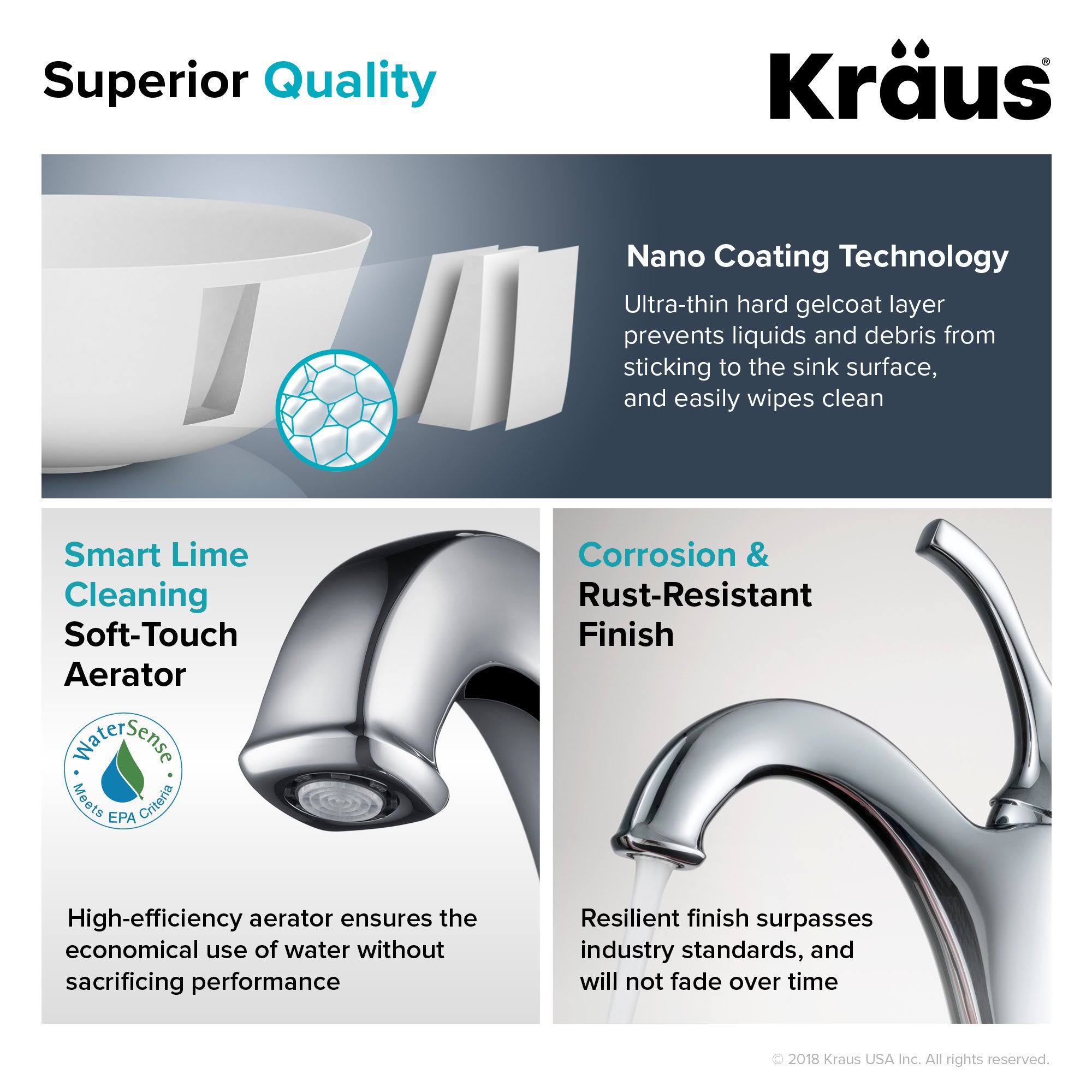Kraus C-KSV-5MW-1200SFS Natura Series 16 4/5x22 White Matte Solid Surface Square Bathroom Vessel Sink and Spot Free Arlo Faucet