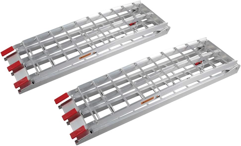 7.5ft 2Pcs Aluminum Loading Ramps for Lawnmower ATV UTV Truck Folding Ramps with Support Legs &Load Straps,Folding Ramps Motorcycle, Solid Ramps for every day use.