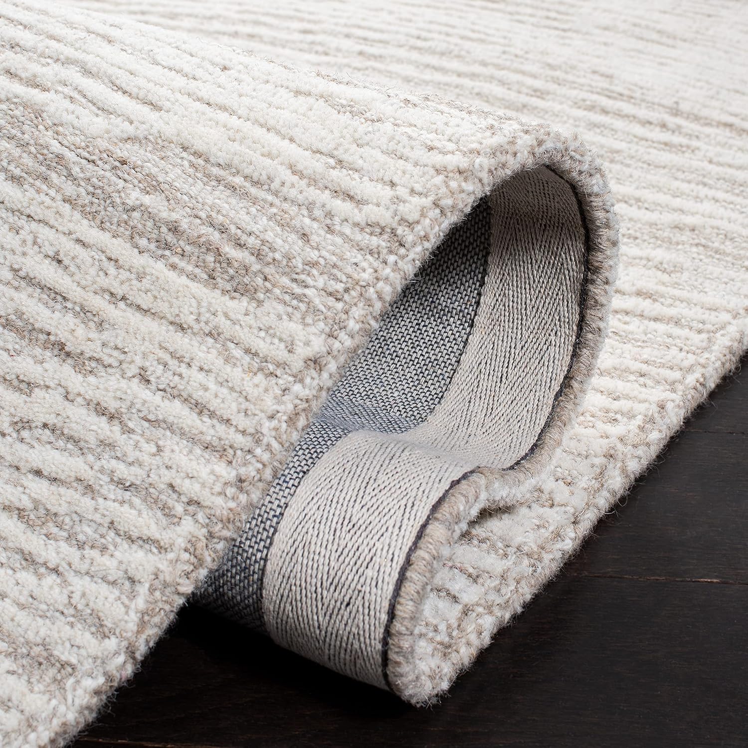 SAFAVIEH Metro Collection Area Rug - 9' x 12', Natural & Ivory, Handmade Modern Wool, Ideal for High Traffic Areas in Living Room, Bedroom (MET995A)