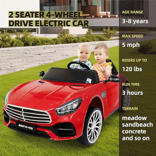 2 Seater Ride On Car for Kids with Remote Control, 24V Battery Powered Electric Car with, Swing Button, Mp3, Two Seater Kids Electric Vehicles for Kids 3-6 Years Old (White)