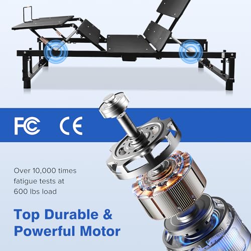 Electric Adjustable Bed Base Frame, Queen Size Bed Frame, Head & Foot Incline, Zero Gravity Lounge Bed, Quiet Motor, Wireless Remote, Black