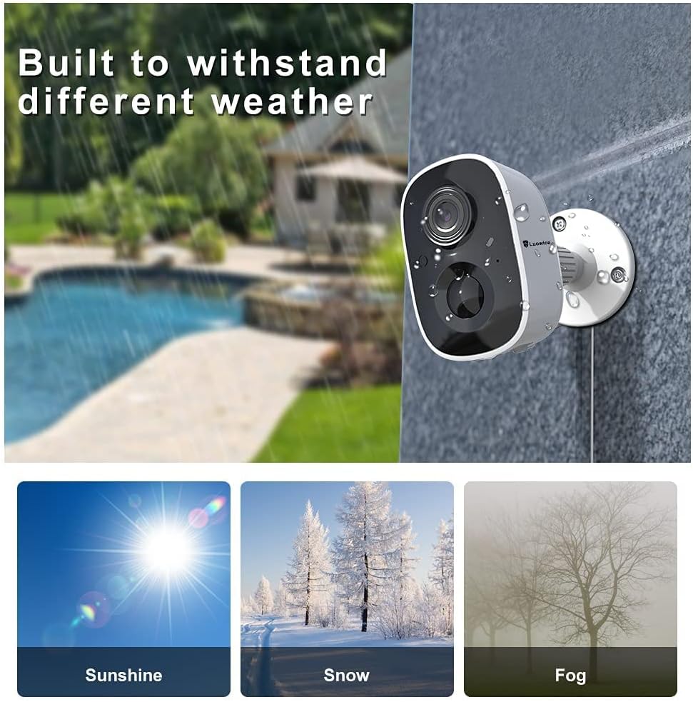 Wireless Home Security Camera Outdoor WiFi with Light Night Vision Rechargeable Battery AI Motion Detection, Surveillance Wireless Camera Outdoor,1080