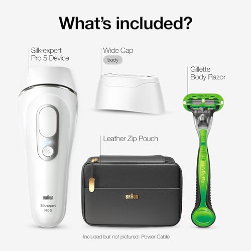Braun IPL Long Lasting Laser Hair Removal Device for Men and Women, PL5145, with Gillette Razor, Pouch, and Wide Cap Head, Safe & Virtually Painless Alternative to Salon Hair Removal