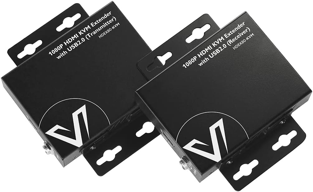 AV Access HDMI KVM USB Extender, 1080P 60Hz Over Cat6 up to 80m/260ft, 2-Port 480Mbps USB2.0 for Computer, No Signal Loss or Latency, Plug & Play Without Driver; PoE and Adaptive EQ