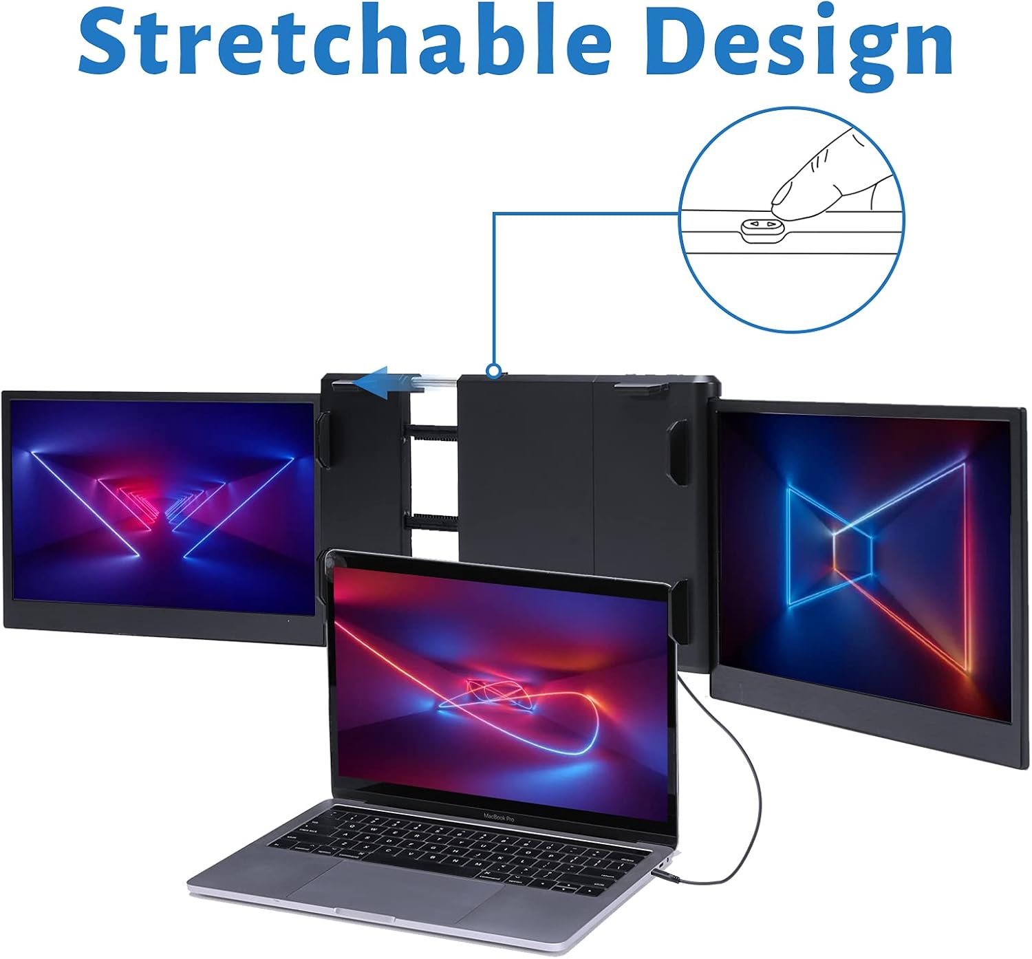 Triple Portable Monitor for Laptop - P2 Pro 13.3'' Full 1920x1080p HD IPS Dual Extender Screen for 13.3''~16.5'' MAC/Windows/Linux Laptop with USB-C & USB-A