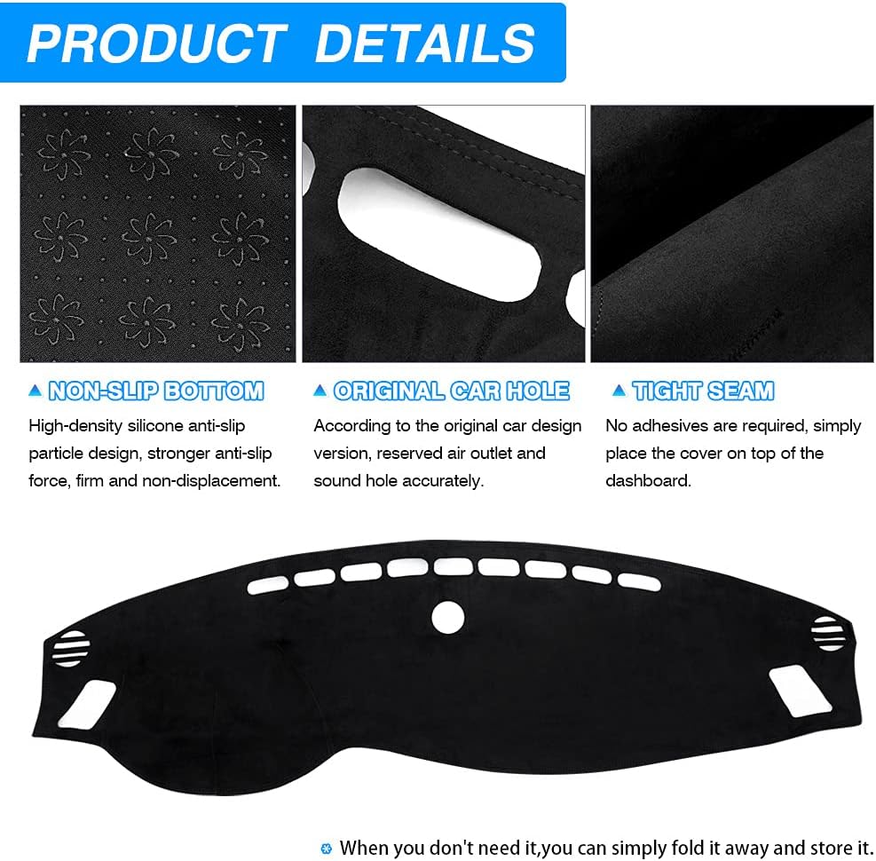 Cartist Custom Fit for Suede Dash Cover 2016 2017 2018 2019 2020 Kia Optima Dashboard Mat Non-Slip Dash Mat Pad Carpet Odorless Sunshade Glare UV Rays Protector Pack of 2