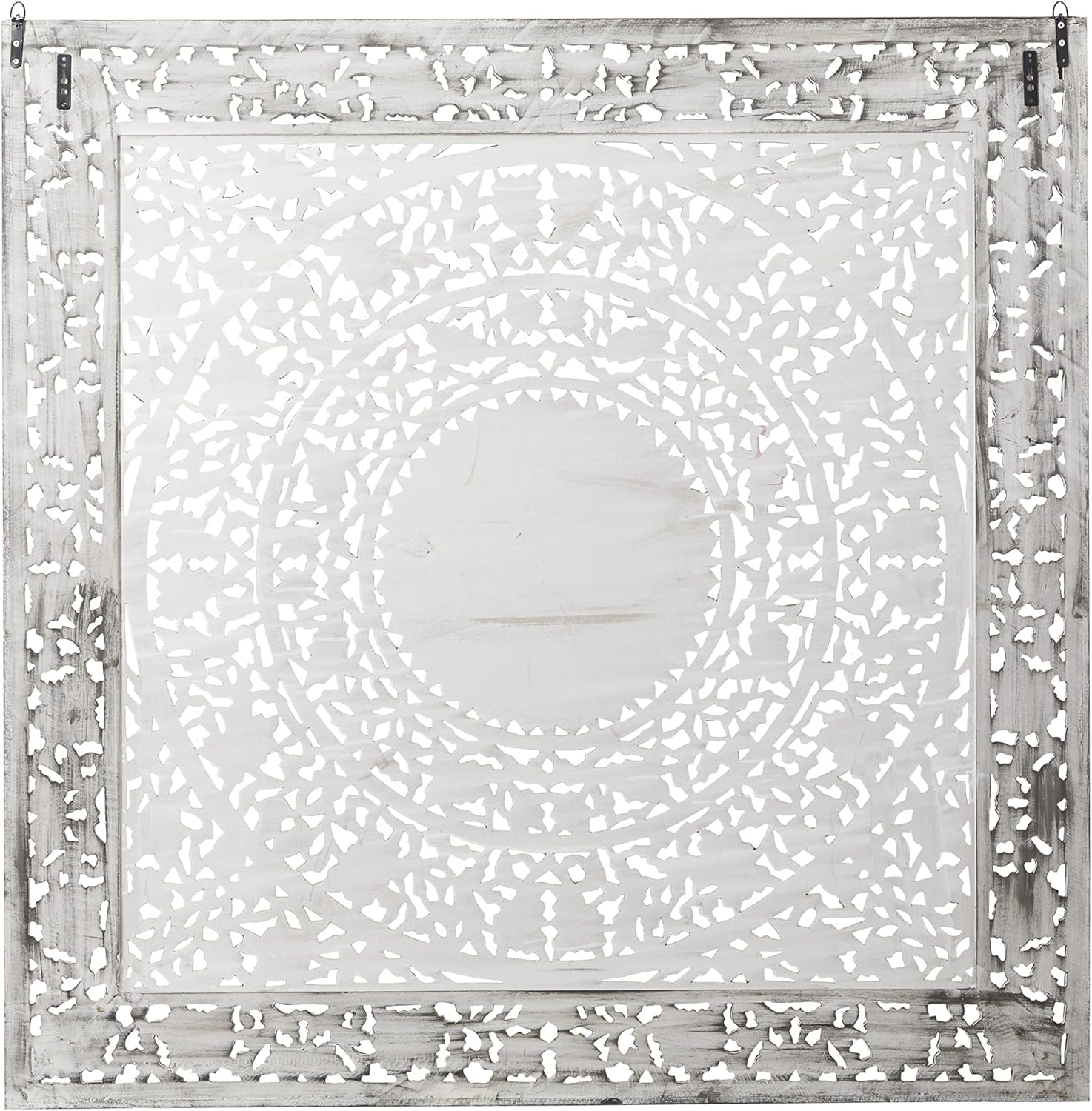 Deco 79 Wood Carved Wall Panel, 60 by 60", White, (34114)
