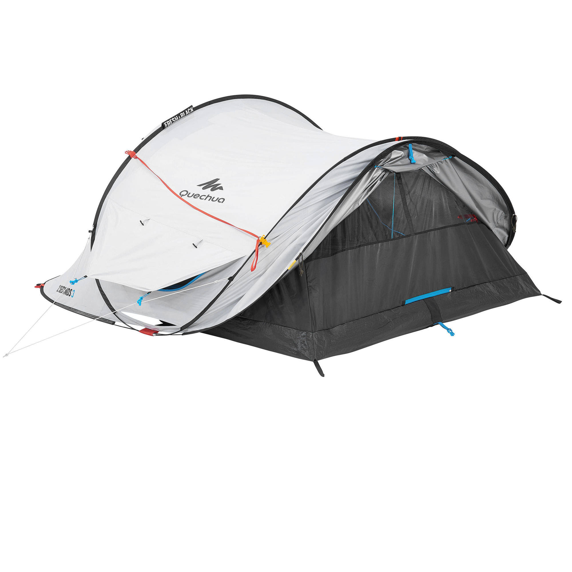 Quechua 2 Second, Waterproof Camping Tent, 3 Person in Snowy White, Size 2-Person