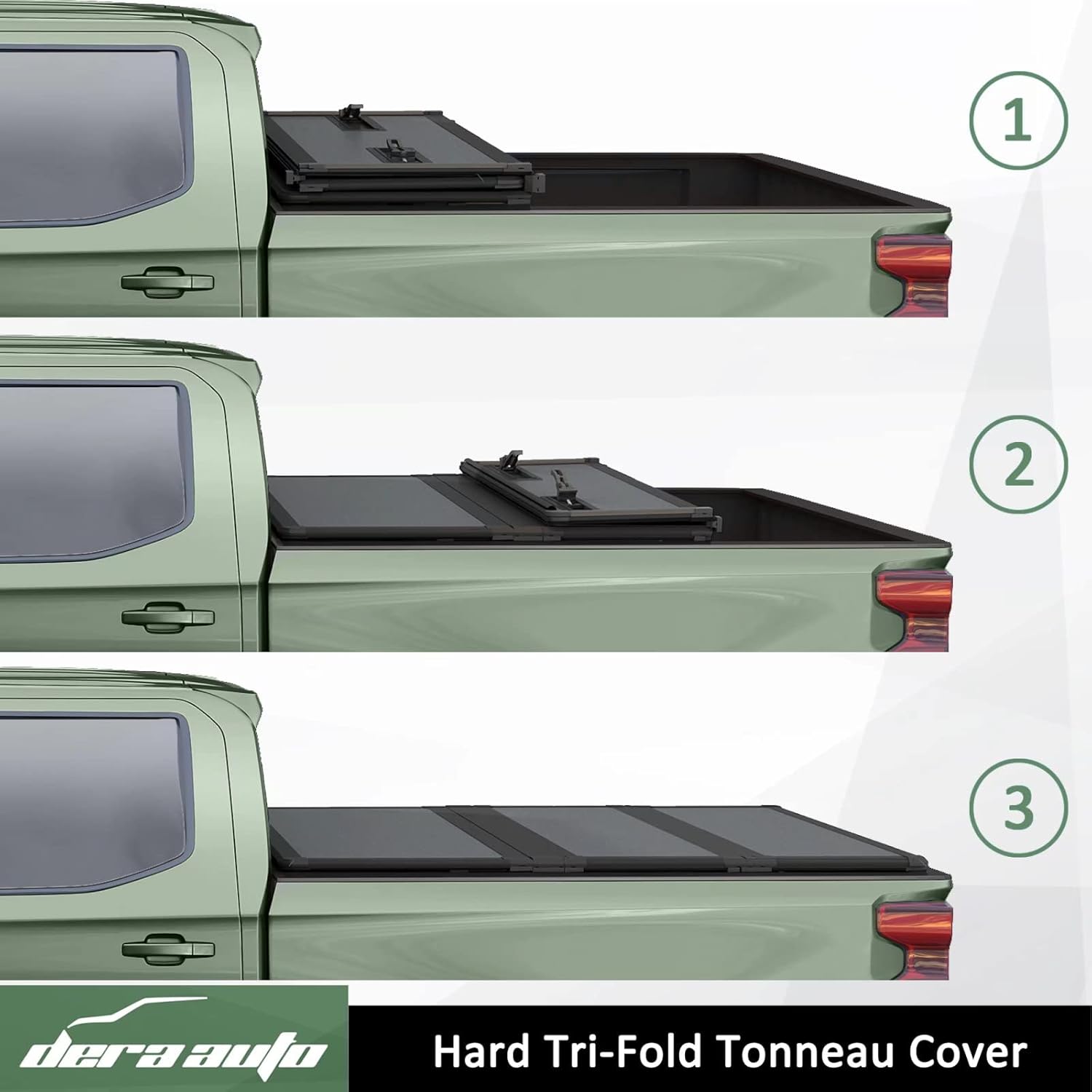 Dera Auto Hard Tri-Fold Truck Bed Cover Fits 2015-2022 F150, Styleside 5.5ft/67.1in Bed Tonneau Cover