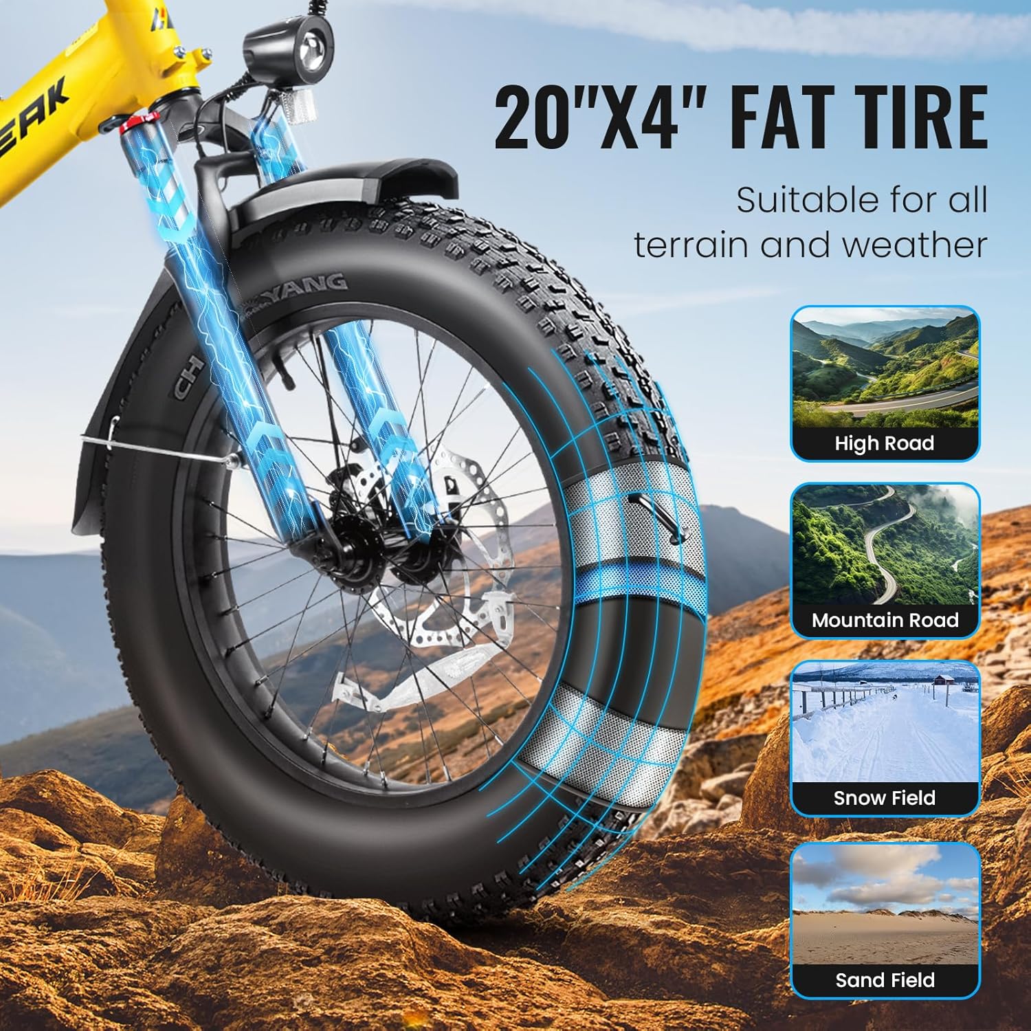 Bona Ebike Foldable Electric Bike for Adults 750W Speeds Up to 25MPH Large 48V 15Ah Removable Battery 20" x 4.0"Fat Tire Electric Bicycle with Front Dual Suspension,UL2849 Certified
