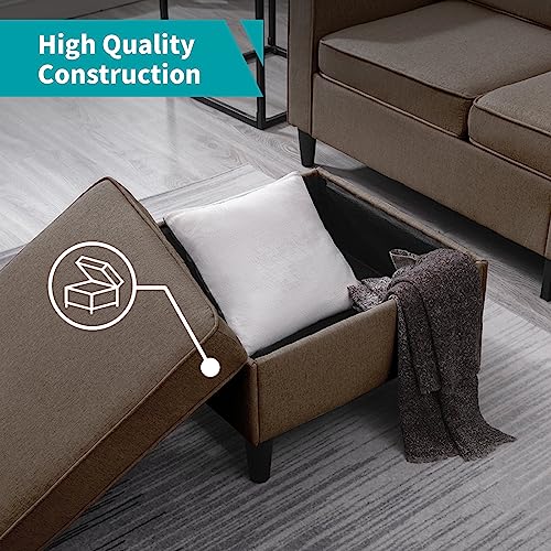 BALUS 78" W Convertible Combination Sofa, L-Shaped Sofa, Linen Couch with Reversible Storage Ottoman, Living Room Small Space Apartment (Light Grey)