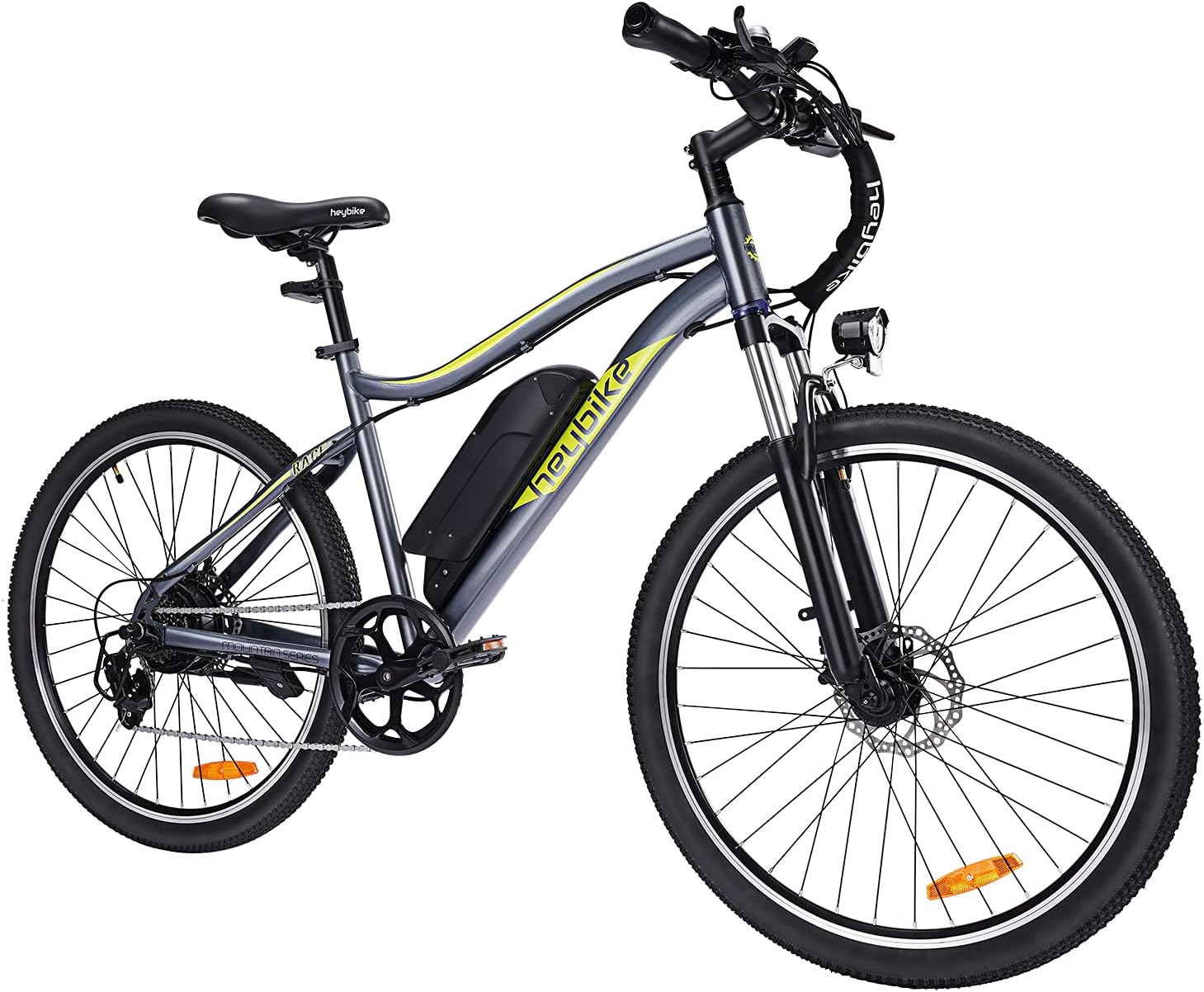 Heybike Race Electric Bike Light Weight 26" Commuter Electric Mountain Bike with 40 Miles Long Range, 350W Brushless Motor, Shimano 7-Speed and Front Fork Suspension, Urban Electric Bicycle for Adults