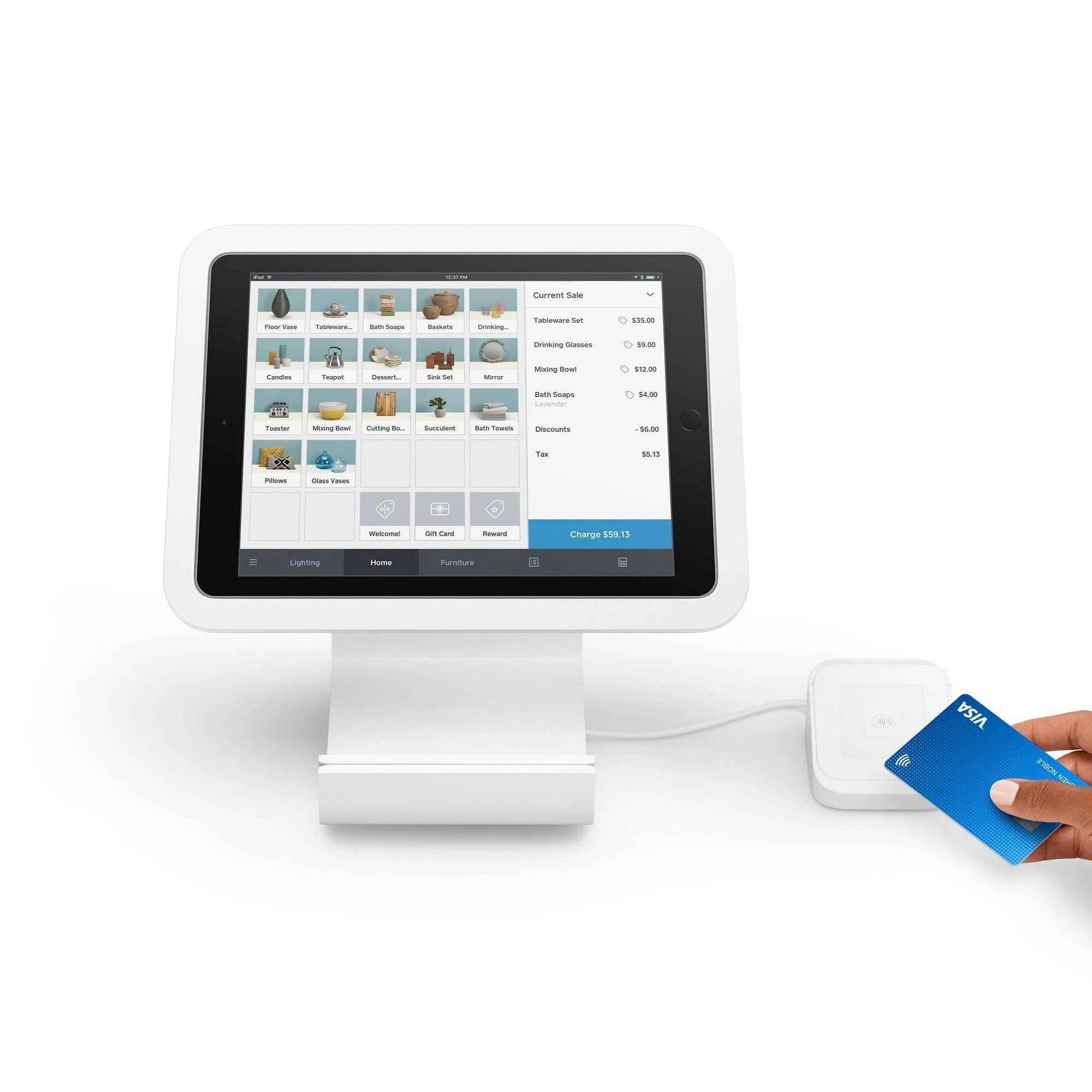 Square Stand for Contactless Chip Reader u0026 Dock - White