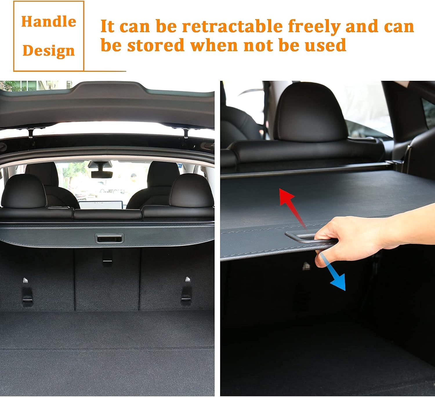 Carwiner Cargo Cover for Tesla Model Y Retractable Rear Trunk Parcel Shelf Security Cover Shielding Shade Accessories Pack of 2