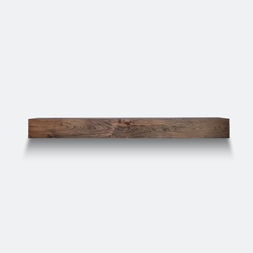 Modern Fireplace Mantel, Contemporary, Floating Mantle, Shelf, Hand Crafted, (Brown, 48Lx6Hx8D)