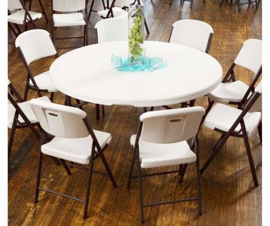 Lifetime 480435 Commercial Round Folding Table (4 Pack), 5&, Almond