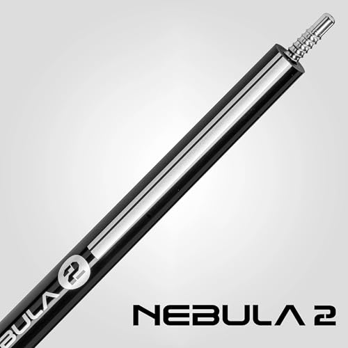 RHINO Nebula 2 Pool Cue - 100% Carbon Fiber Shaft & Composite Butt. Time Crystal Tip, Pro Taper Design, 12.4 mm,12.8 mm. 3/8-8 Joint, 3D Friction Grip. Low Deflection Pool Cue