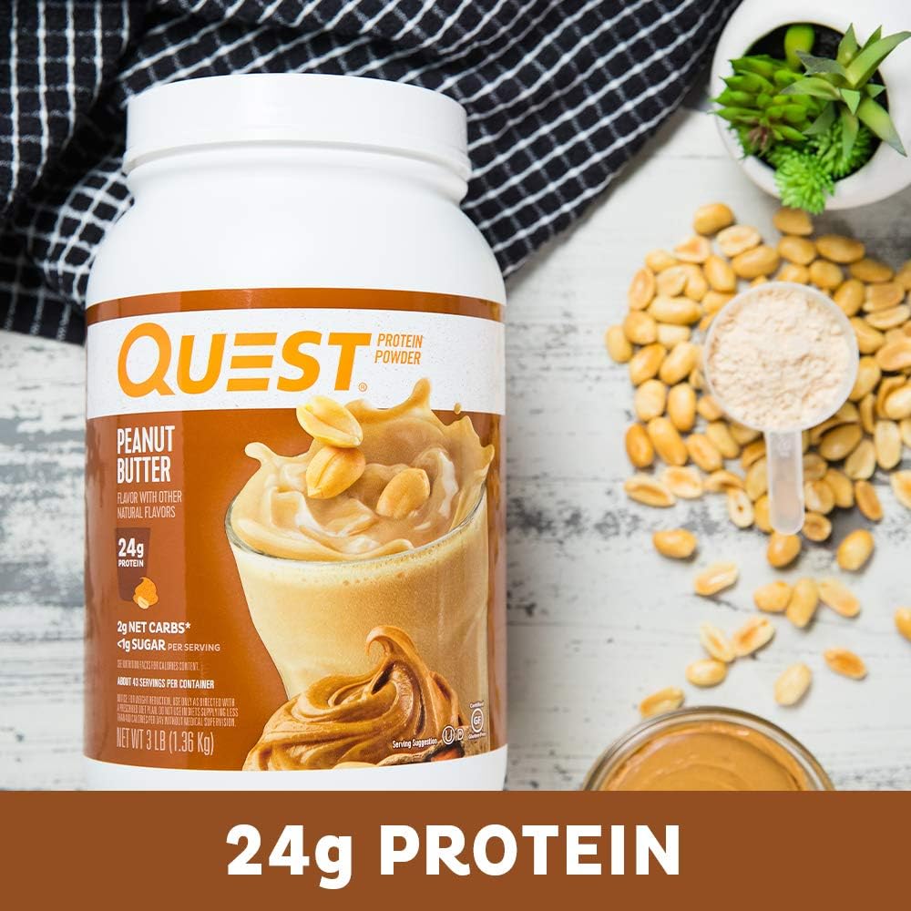 Quest Nutrition Peanut Butter Protein Powder, High Protein, Low Carb, Gluten Free, Soy Free, 48 Ounce (Pack of 1) Pack of 2