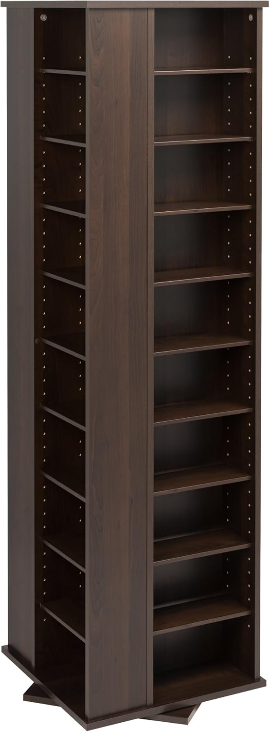 Prepac Large Four-Sided Spinning Tower Storage Cabinet, Espresso