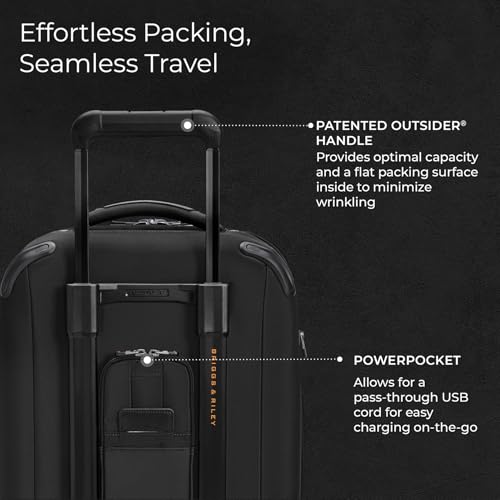 Briggs & Riley Domestic 22" Carry On Expandable Spinner - Luggage for Travel, Suitcases with Wheels, Softside Rolling Bag for Men & Women, Self-Repairing Zipper - ZDX Collection, Black