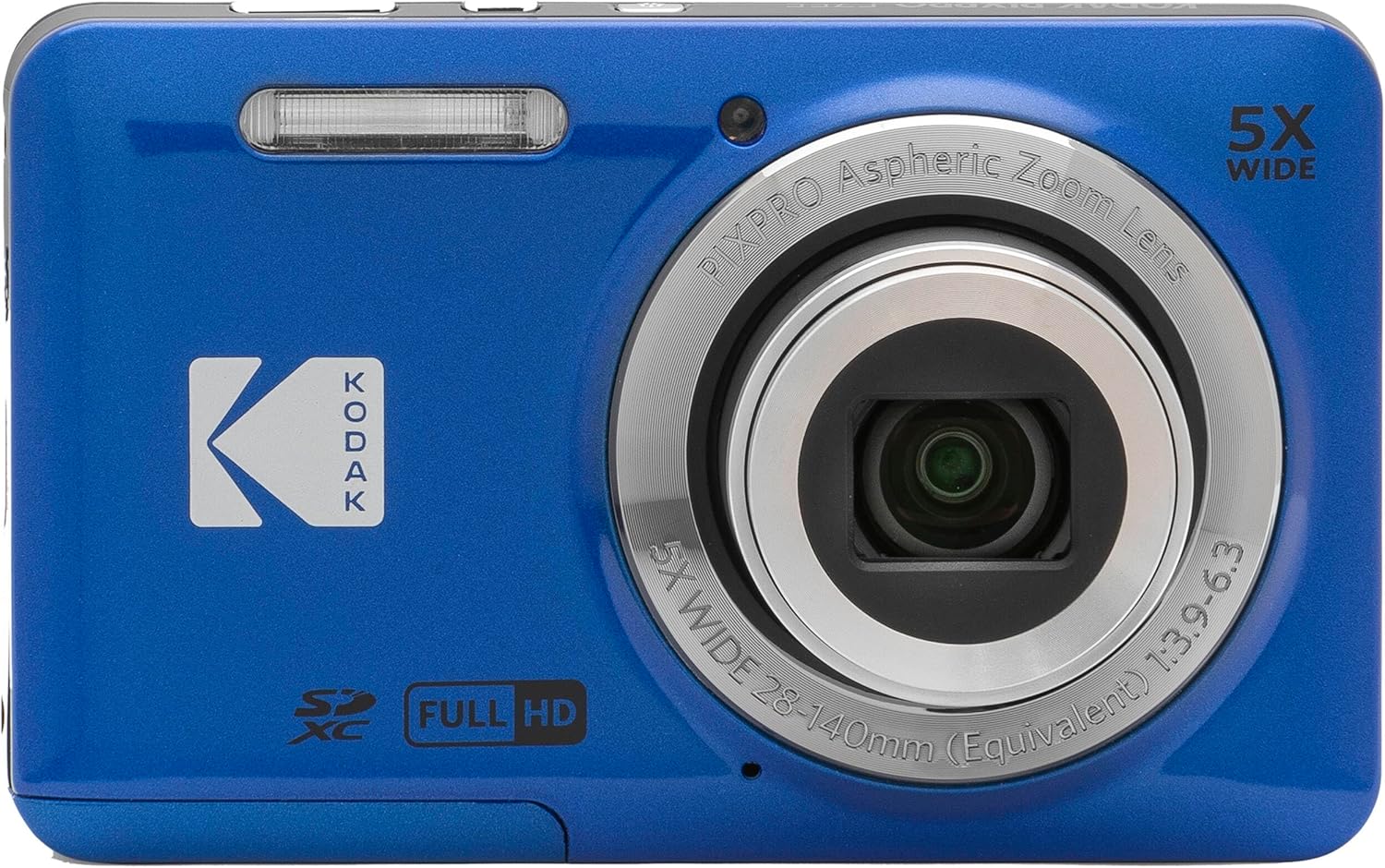 Kodak PIXPRO FZ55 Blue 16MP Digital Camera 5X Optical Zoom 28mm Wide Angle 1080P Full HD Video 2.7" LCD Camera + 64GB Card and Reader + Case + Memory Wallet + Tripod + Cleaning Bundle
