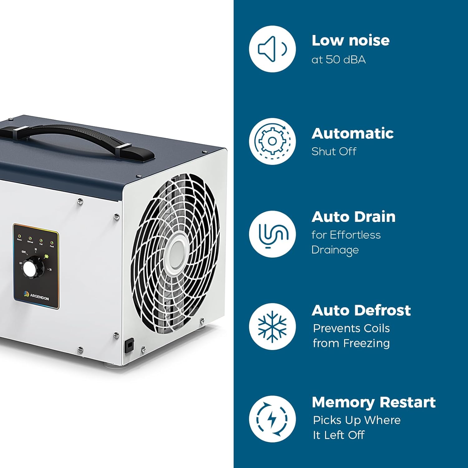 Dehumidifier for Crawlspace Basement, Energy Star Commercial Dehumidifier with Drain Hose, 70 PPD Compact Dehumidifier Ideal for Water Damage Storage Up to 1000 Sq Ft, 5 Year Limited Warranty