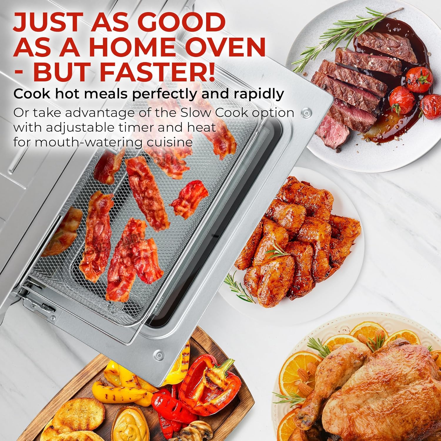 Zulay Large Countertop Air Fryer - Stainless Steel Airfryer Toaster Oven Combo with 21 Functions - 26.4Qt Capacity Stainless Steel Convection Oven with Toast, Bake, Rotisserie & Dehydrate Options