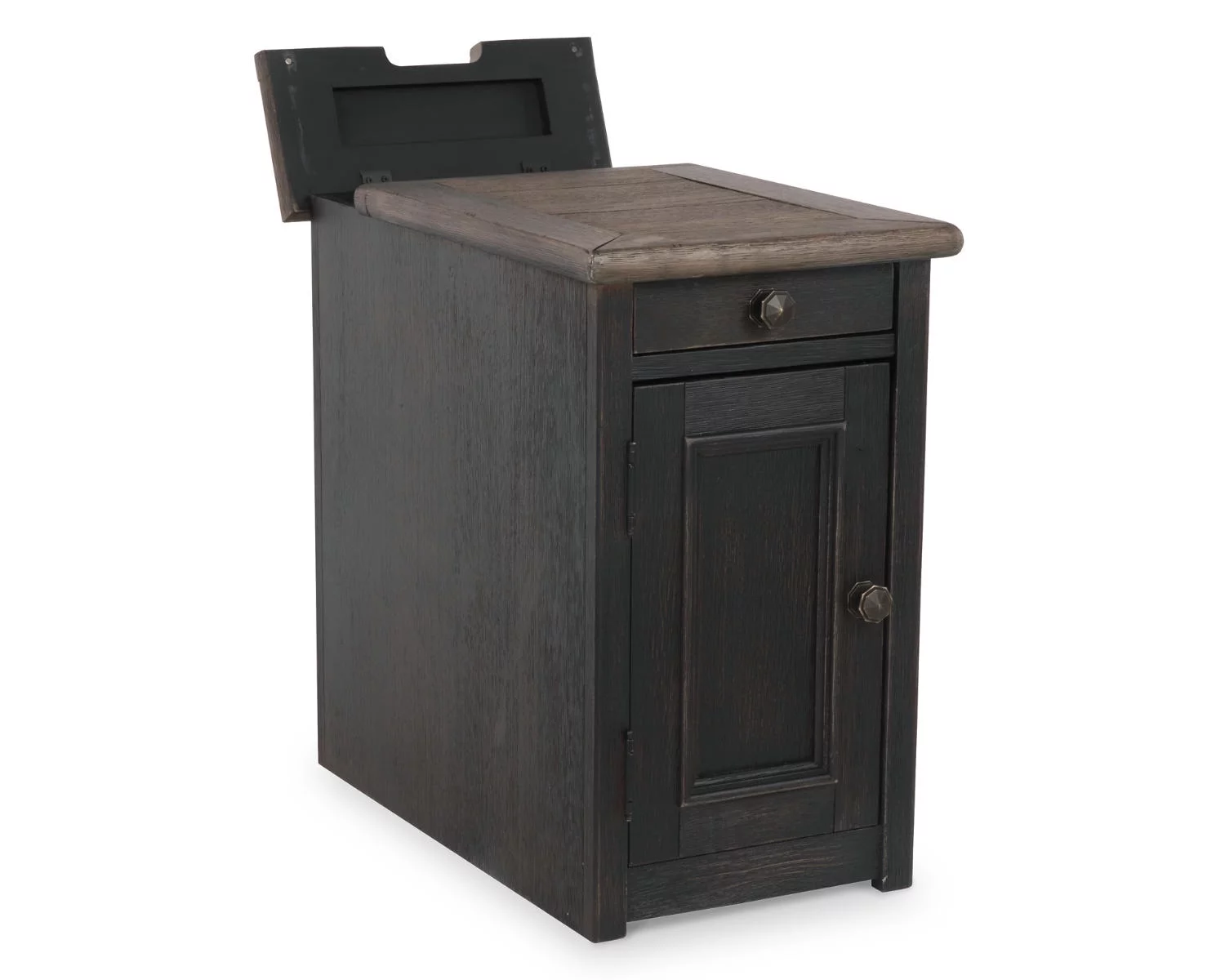 Signature Design by Ashley Casual Tyler Creek Chairside End Table with USB Ports & Outlets  Grayish Brown/Black