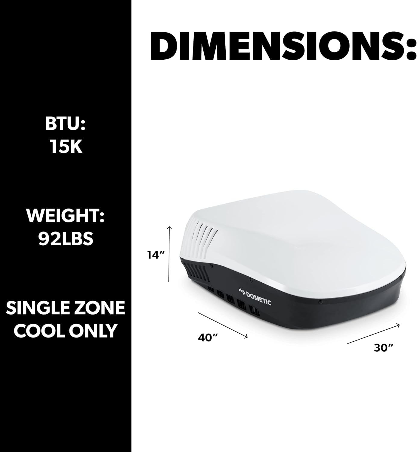 Dometic H541916AXX1C0 Blizzard NXT AC 15K BTU White Single Zone