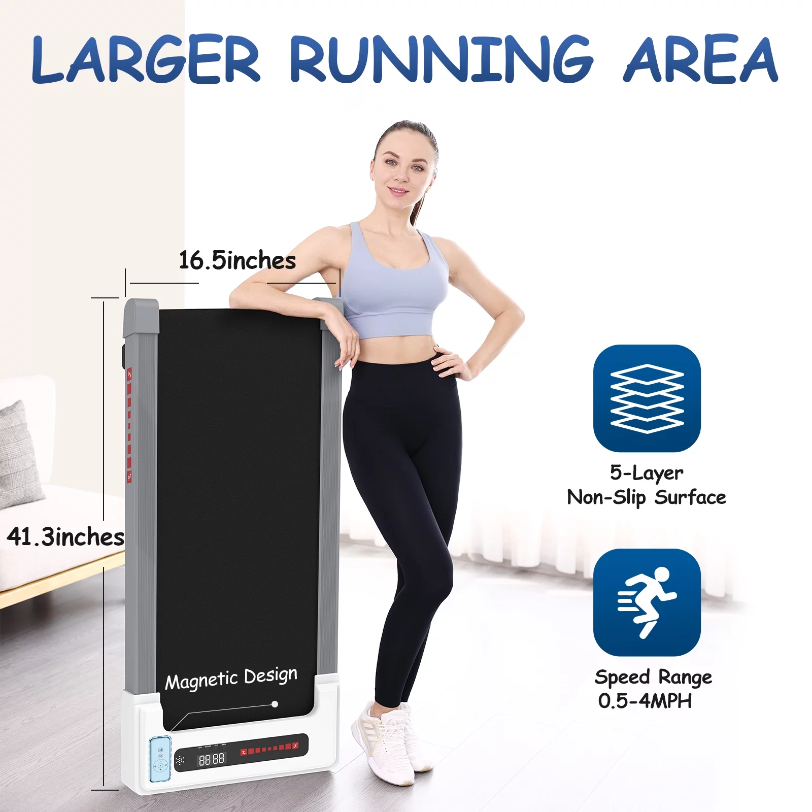 OBENSKY Walking Pad Treadmill Under Desk, White 2.25HP Portable Mini Treadmill w/ Remote Control
