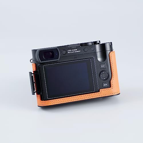 Camera Half Case for Leica Q3,SIUTATDSH Vintage Metal Genuine Leather Camera Protective Cases Stylish Portable Shockproof (BlackC)
