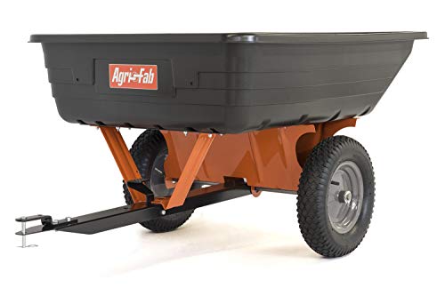 Agri-Fab 45-0533 650 lbs Tow Behind Poly Dump Cart, 10 CU. FT.; Lawn & Garden Cart/Trailer for Lawn Mowers, 16" Pneumatics Tires, Easy to Use Foot Pedal Dumping Lever