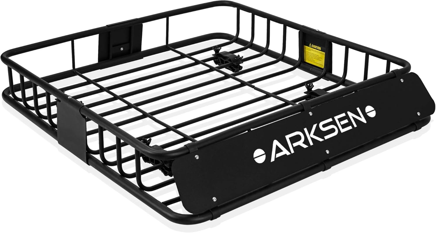 ARKSEN 84 Inch Universal Roof Rack Cargo Basket with Extension Soft-Shell Rooftop Cargo Carrier with Waterproof Car Roof Bag for SUV, Trucks, & Cars - Black