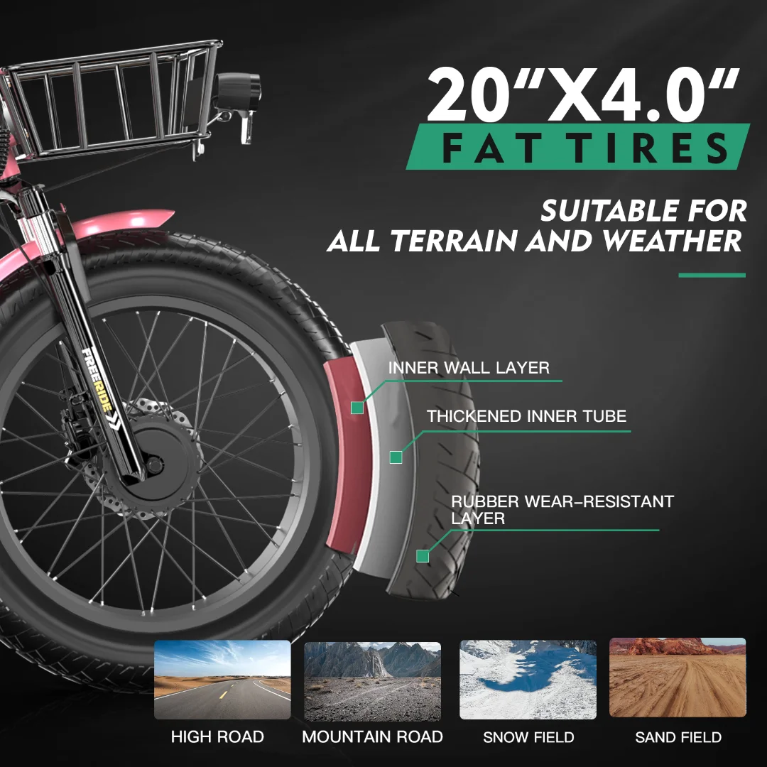 NAIZEA 20" Electric Trike Tricycle for Adults, 7 Speed Fat Tire Electric Trike, 3 Wheels Bike for Adults with Front and Rear Baskets, Lithium Battery UL Certified - Curated Treasures Market