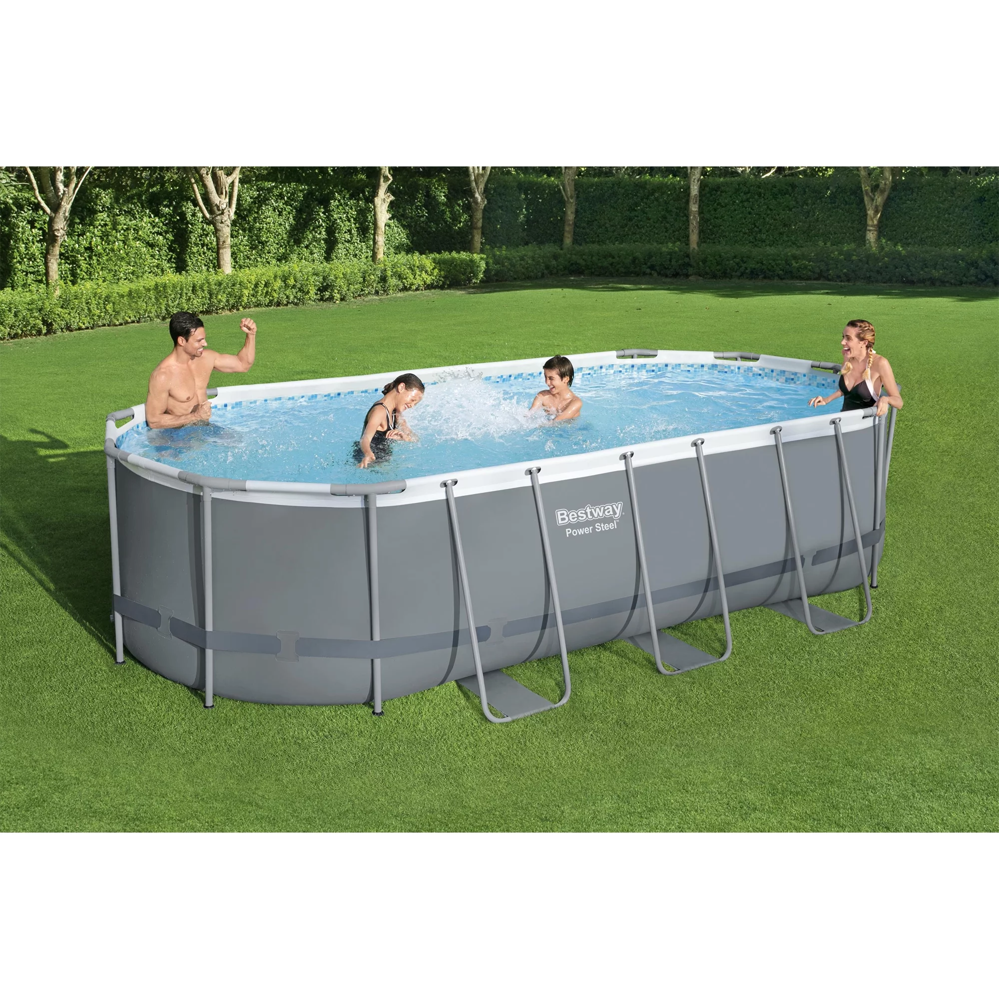 Bestway Power Steel 18' x 9' x 48 Oval Above Ground Outdoor Pool Set