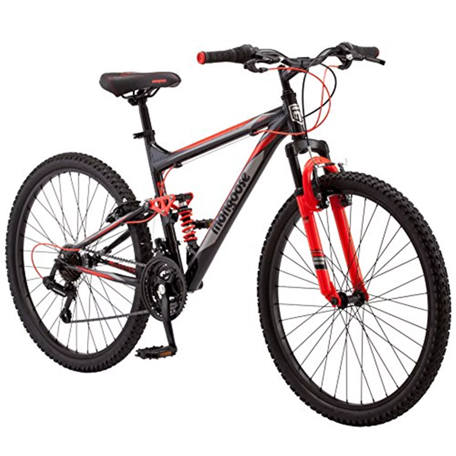Mongoose Status 2.2 Men's with Full and Suspension 26 In. Bicycle, Black - Curated Treasures Market