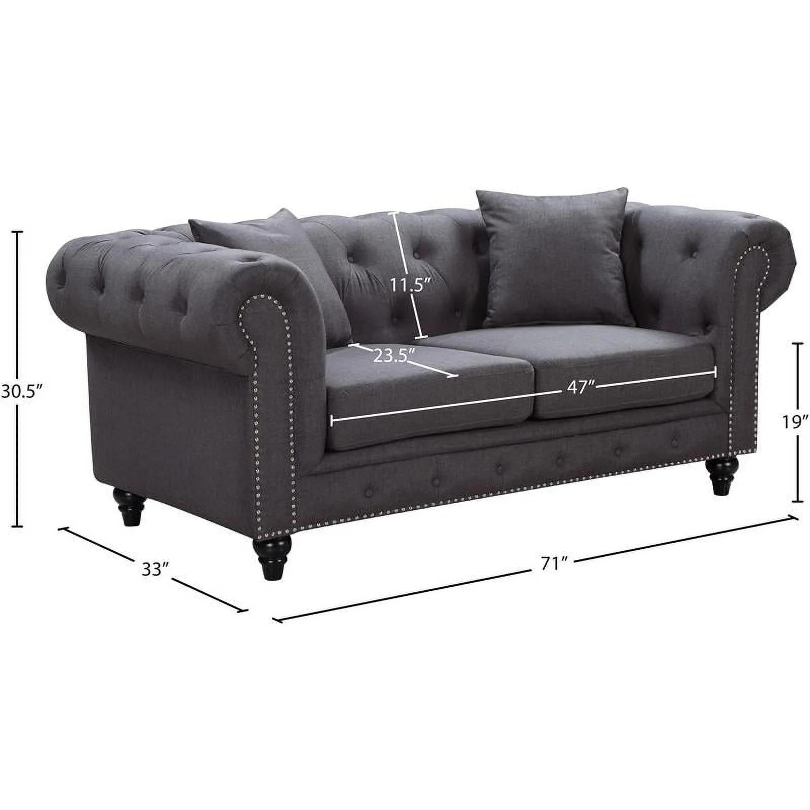 Chesterfield Loveseat with Accent Pillows