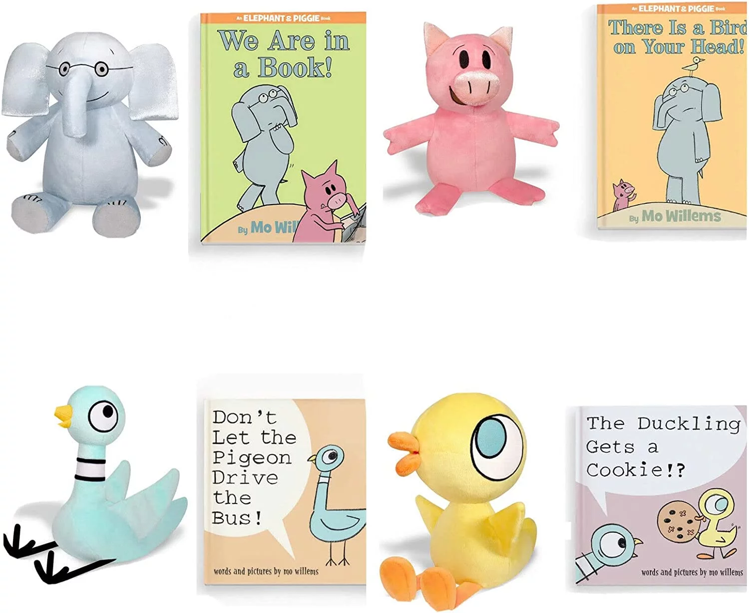 Mo Willems Kohl's Piggie Gerald Duckling Pigeon Plush & 4 12" Book Gift Packs New
