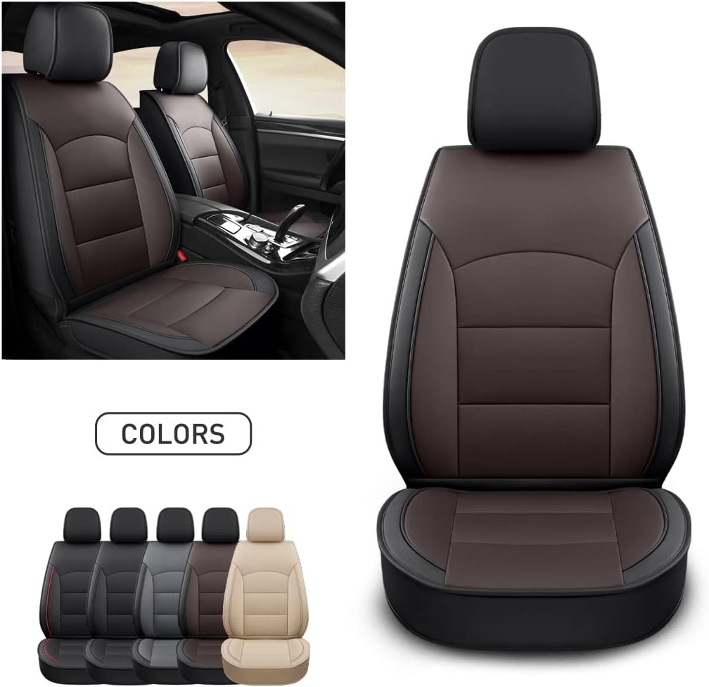 Car Seat Covers Full Set, Front and Back Split Bench Seat Covers with Headrest, Waterproof and Durable Faux Leather Automotive Seat Cushion, Comfortable Seat Protector for Car SUV, Beige