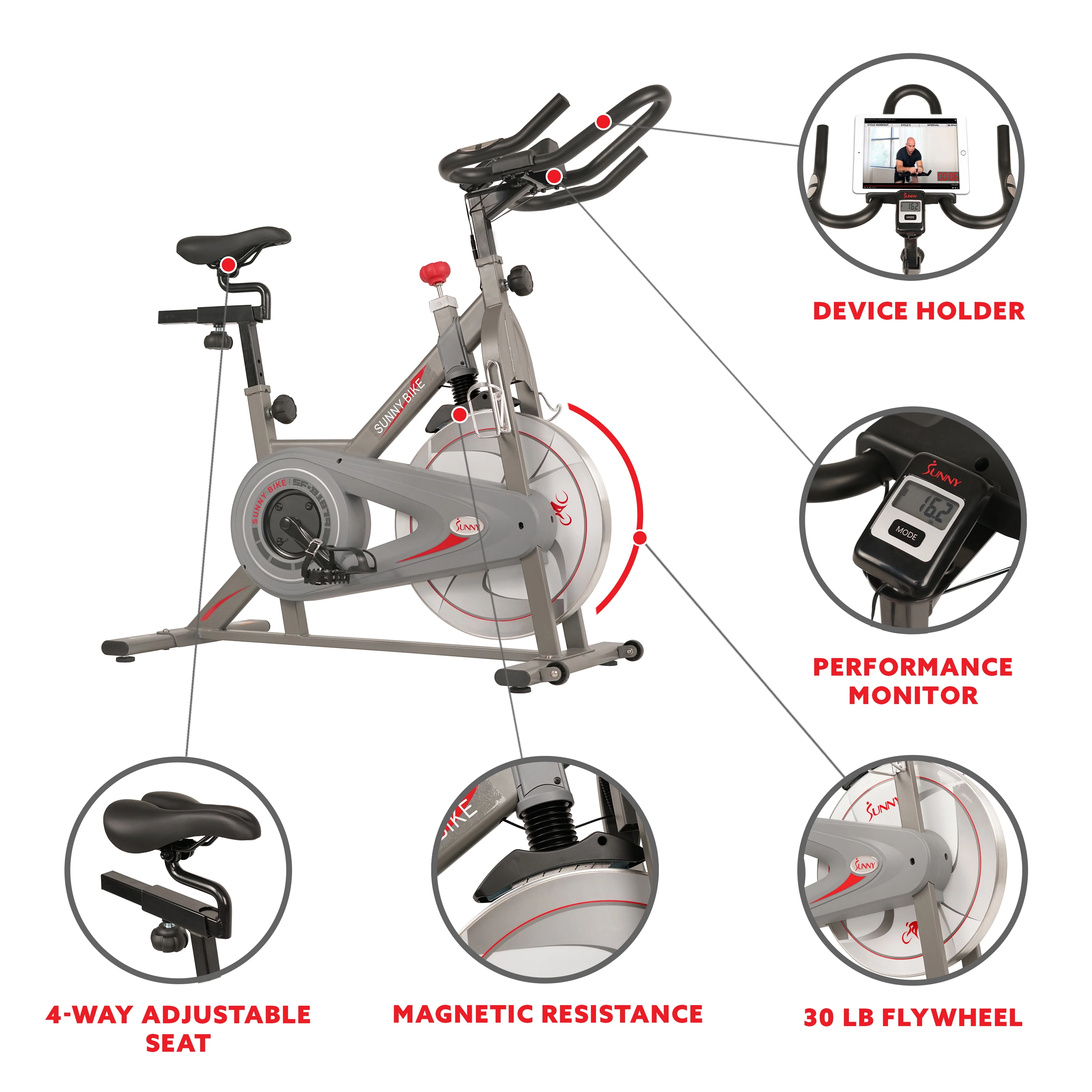 Sunny Health & Fitness Synergy Magnetic Indoor Cycling Bike - SF-B1879