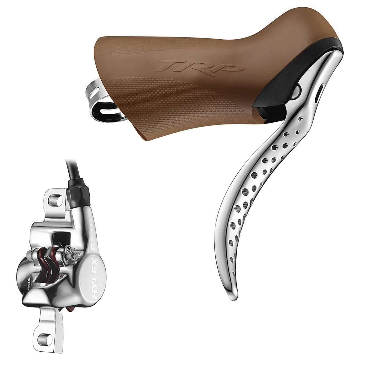 TRP Hylex RS Disc Brake and Lever - Rear, Hydraulic, Post Mount, EZ Plug, Gum/Silver