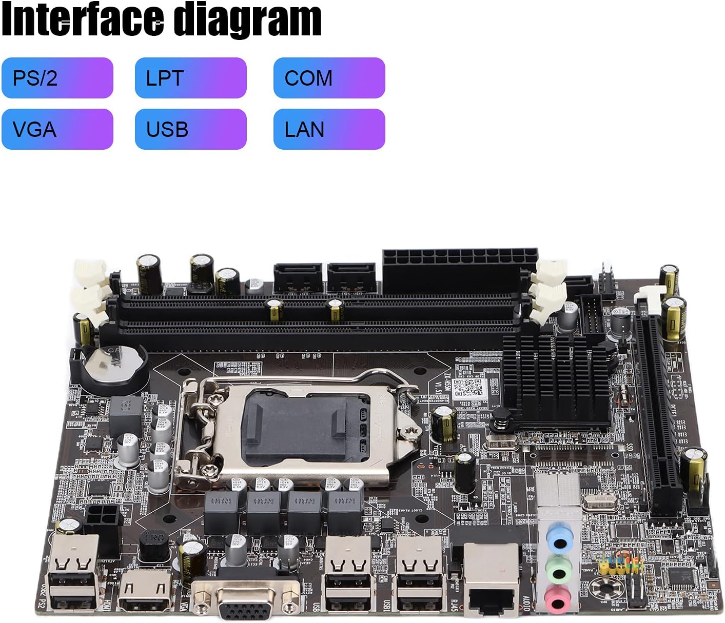 H55 Computer Motherboard, Desktop Mainboard Fit for I7 I5 I3 CPU, LGA 1156,DDR3,Single Dual Channel DDR3 1066/1333/1600, Integrated Graphics Card Sound Card Network Card,PCIE Graphics Slot,2xPCI