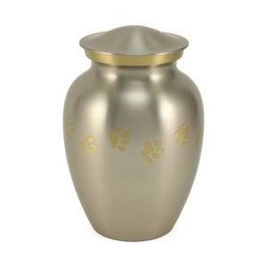 A Pet&s Life Classic Paw Print Personalized Dog u0026 Cat Urn, Pewter, Large