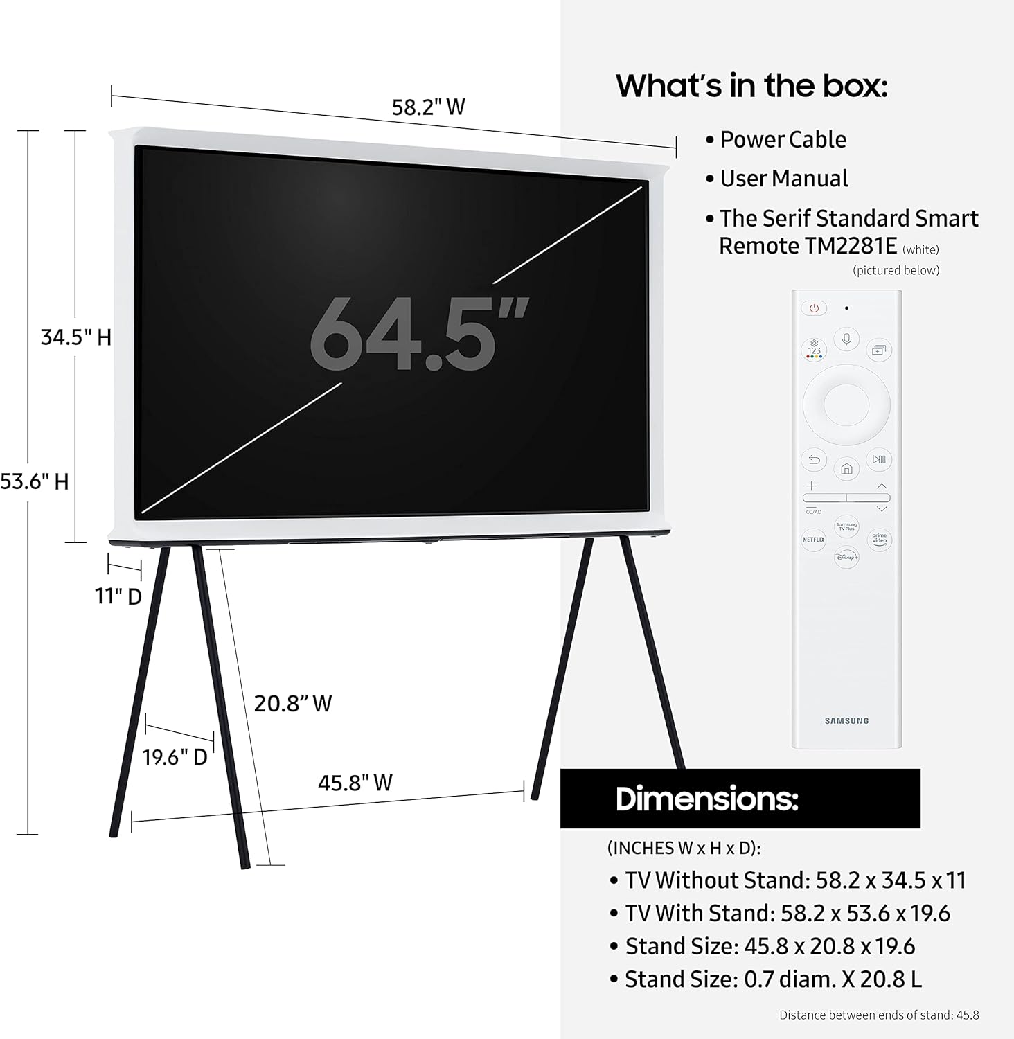 SAMSUNG 65-Inch Class The Serif LS01B Series - QLED 4K Smart TV with Alexa Built-in (QN65LS01BAFXZA, 2022 Model) (Renewed)