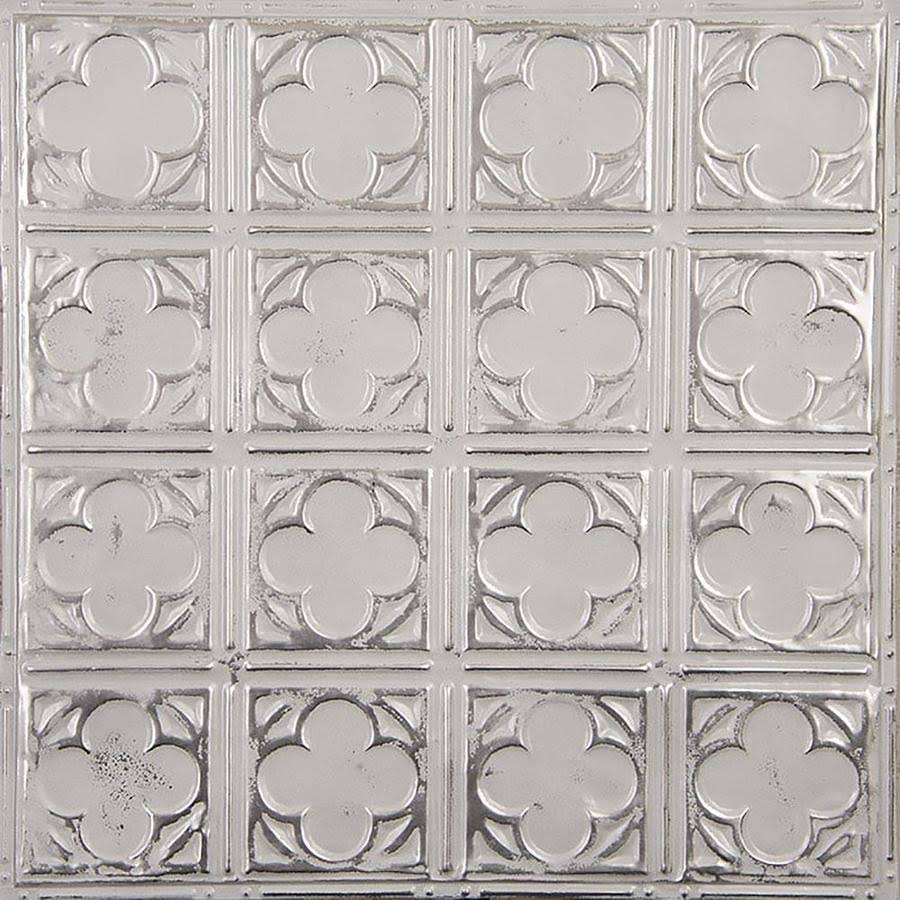 American Tin Ceilings 24-in x 24-in 5-Pack Silver Washed White Metal/Tin 15/16-in Surface-Mount Panel Ceiling Tiles | KIT-N-P35-