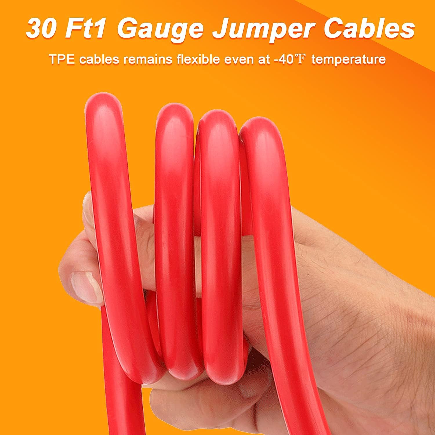 ORCISH Jumper Cables,30 Feet,1 Gauge,800A,Heavy Duty Booster Cable with Carry Bag and Quick Contact Plugs