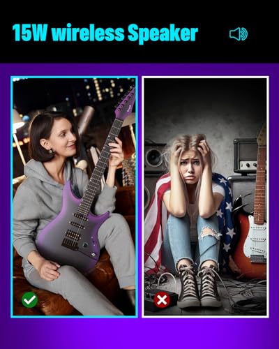 Enya Electric Guitar Inspire 39" Smart Electric Carbon Fiber Guitarra with 15W Wireless Speaker, 20 Distinct Tones, Onboard Presets, Charging Cable, Adjusting Wrench, and Gig Bag